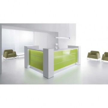 Lukowa lada recepcyjna w biało-seledynowym kolorze MTP 73